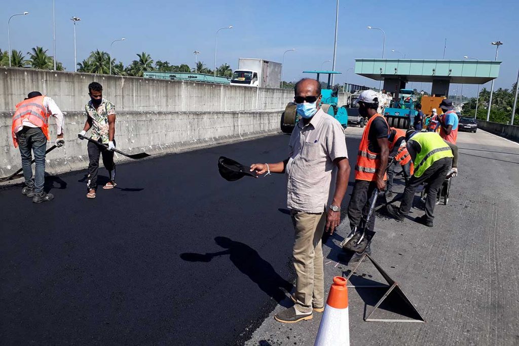 Trials to remedy the undulation at via duct section on Outer Circular Highway (OCH) at Kaduwela